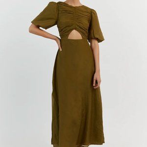 Dissh Frankie Olive Cut Out Midi Dress
